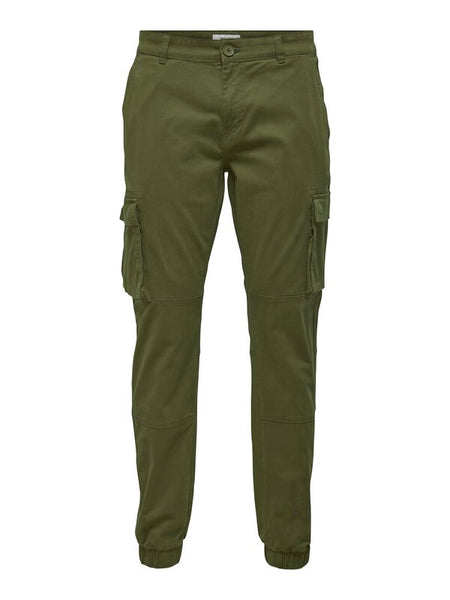 Pantalon Cargo  de ONLY and SONS - ONSCAM STAGE CARGO CUFF LIFE 6687 NOOS - W29L32 à W36L34 - pour Homme - olive - ONLY and SONS