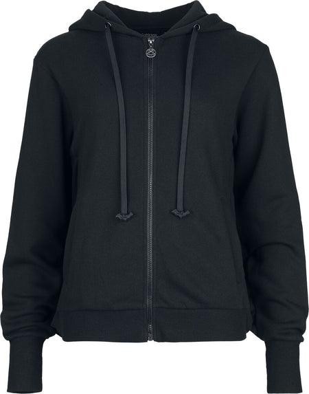 Sweat-shirt zippé à capuche Gothic de Gothicana by EMP - Mystical Woods - Veste à Capuche Manches Chauve-Souris - S à XXL - pour Femme - noir - Gothicana by EMP