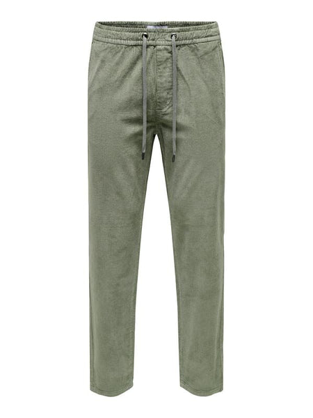 Pantalon en toile  de ONLY and SONS - ONSLINUS TAP CORDUROY 0185 NOOS - Pantalon - S à XXL - pour Homme - vert - ONLY and SONS