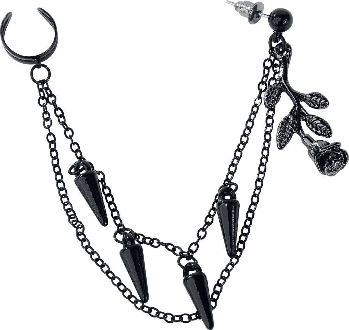 Boucles d'oreilles Gothic de Gothicana by EMP - Hanging Rose - pour Femme - noir - Gothicana by EMP