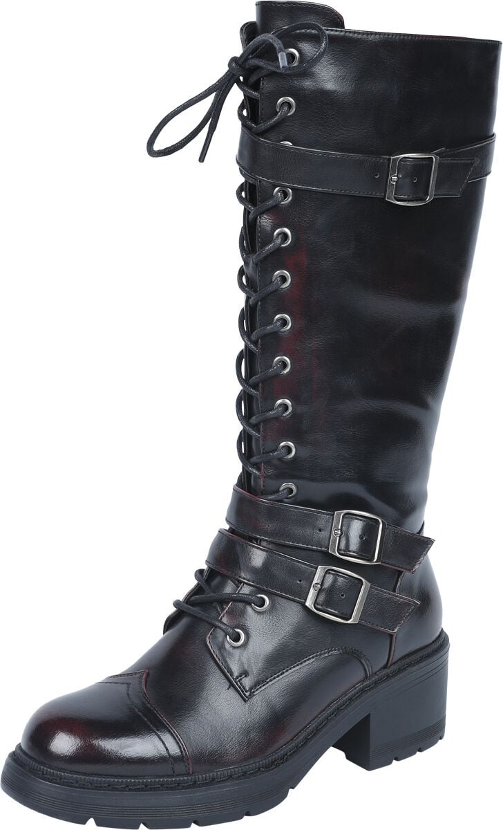 Bottes  de Black Premium by EMP - Celtic fine lines - EU37 à EU41 - pour Femme - noir/rouge - Black Premium by EMP