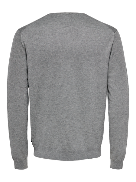 Pull tricoté  de ONLY and SONS - ONSWYLER LIFE REG 14 LS CREW KNIT NOOS - S à XXL - pour Homme - gris chiné - ONLY and SONS - View 2