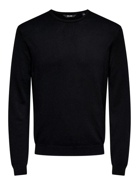 Pull tricoté  de ONLY and SONS - ONSWYLER LIFE REG 14 LS CREW KNIT NOOS - M à XXL - pour Homme - noir - ONLY and SONS