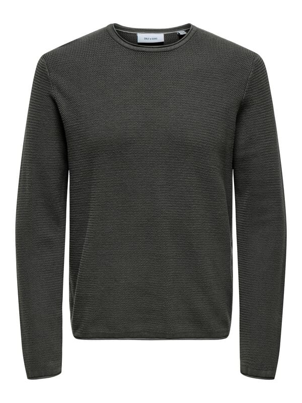 Pull tricoté  de ONLY and SONS - ONSERIC REG 12 STRUC CREW KNIT NOOS - S à XXL - pour Homme - gris - ONLY and SONS