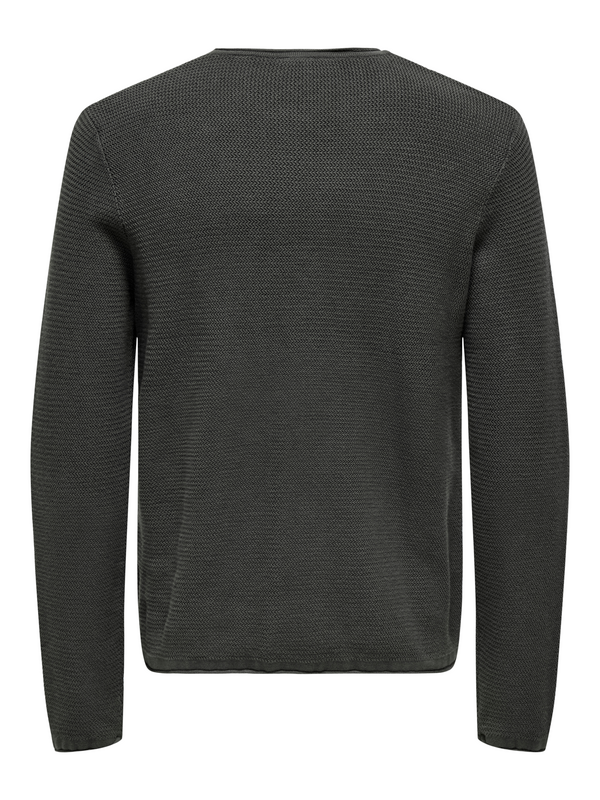 Pull tricoté  de ONLY and SONS - ONSERIC REG 12 STRUC CREW KNIT NOOS - S à XXL - pour Homme - gris - ONLY and SONS - View 2
