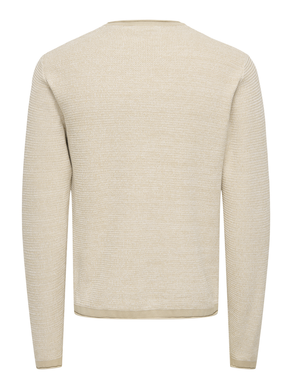 Pull tricoté  de ONLY and SONS - ONSERIC REG 12 STRUC CREW KNIT NOOS - S à XXL - pour Homme - beige - ONLY and SONS - View 2