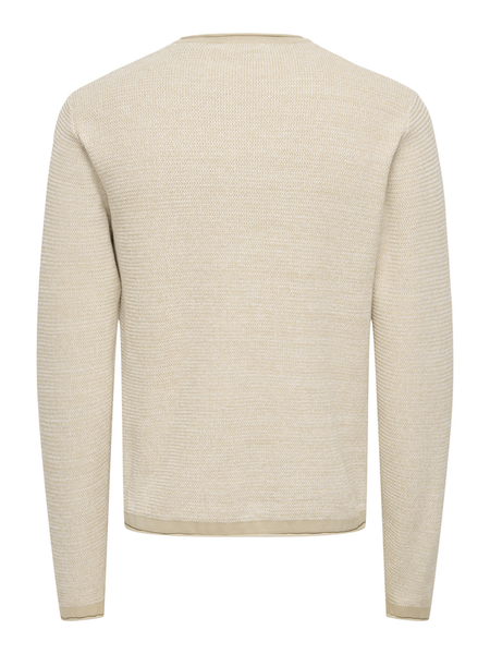 Pull tricoté  de ONLY and SONS - ONSERIC REG 12 STRUC CREW KNIT NOOS - S à XXL - pour Homme - beige - ONLY and SONS - View 2