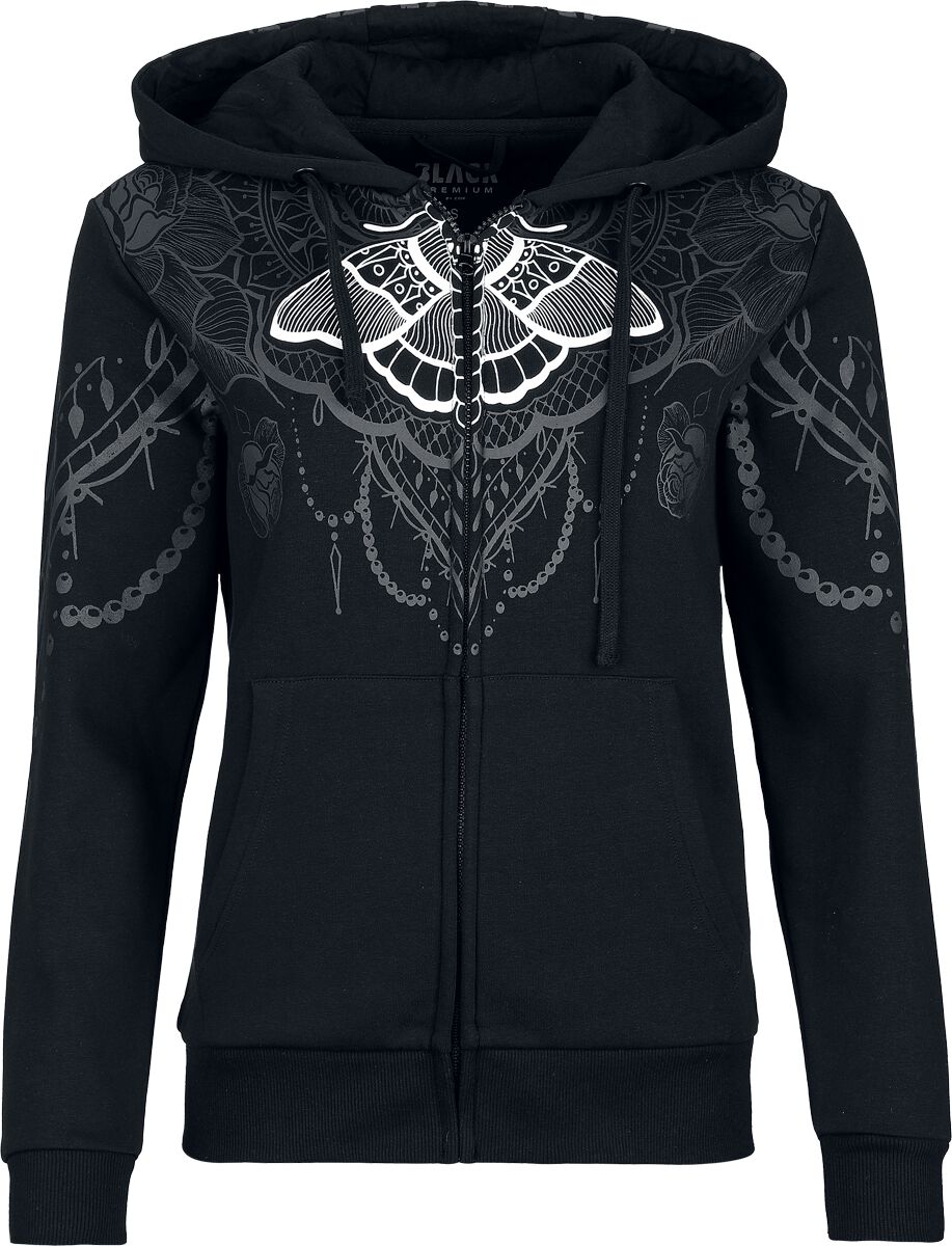 Sweat-shirt zippé à capuche Gothic de Gothicana by EMP - Spread the Wings in the Dark - S à M - pour Femme - noir - Gothicana by EMP