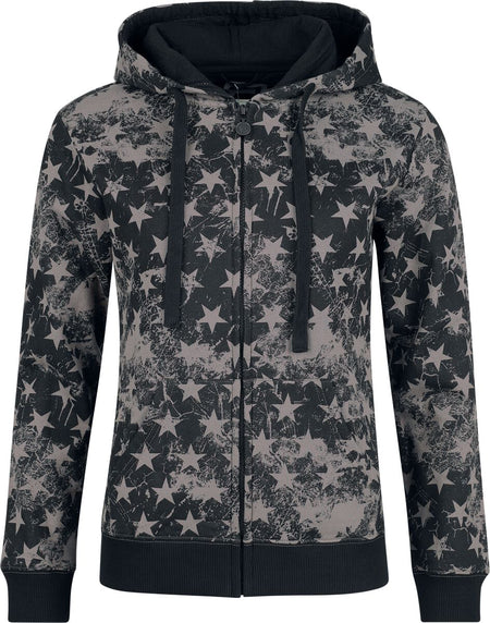 Sweat-shirt zippé à capuche  de RED by EMP - Étoilé - Impirmé Intégral - S à XXL - pour Femme - noir - RED by EMP