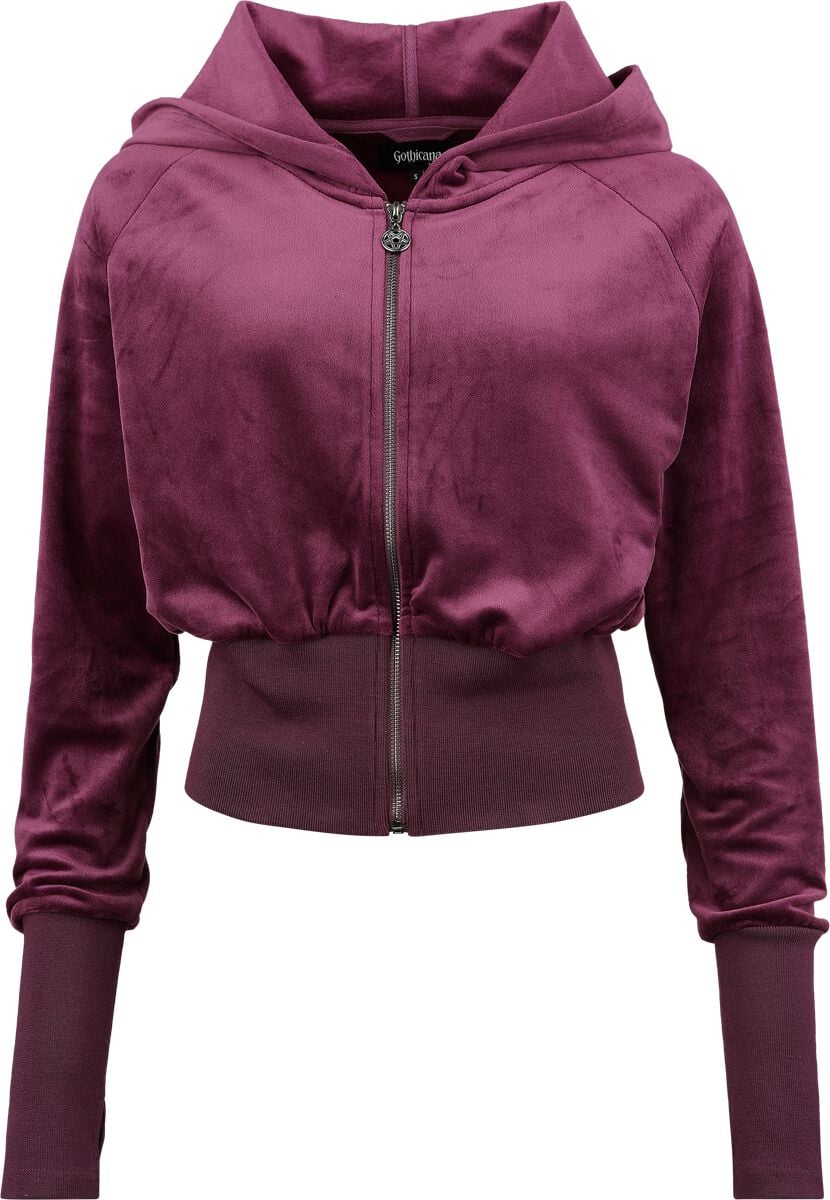 Sweat-shirt zippé à capuche Gothic de Gothicana by EMP - Sweat à capuche Sof Nicki - S à XXL - pour Femme - bordeaux - Gothicana by EMP