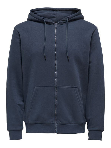Sweat-shirt zippé à capuche  de ONLY and SONS - ONSCERES ZIP THR.  NOOS - SWEAT À CAPUCHE - S à XXL - pour Homme - bleu - ONLY and SONS