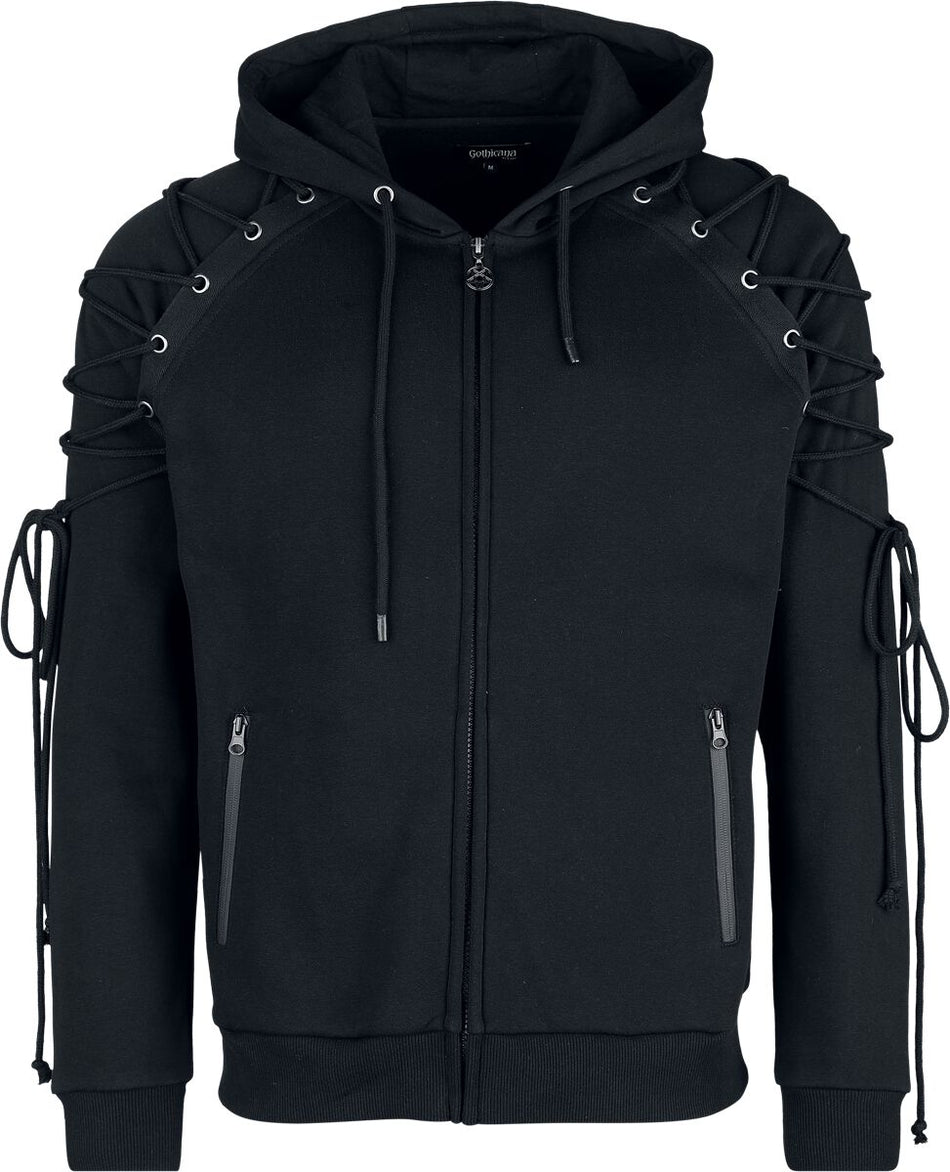 Sweat-shirt zippé à capuche Gothic de Gothicana by EMP - Bound To Darkness - M à XXL - pour Homme - noir - Gothicana by EMP