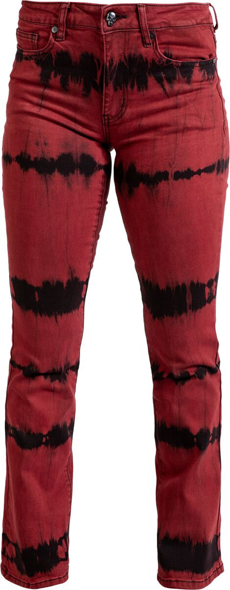 Jean  de Rock Rebel by EMP - Grace - Jean Bootcut - W27L30 à W33L32 - pour Femme - noir/rouge - Rock Rebel by EMP