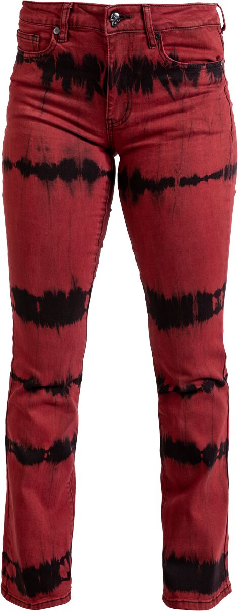 Jean  de Rock Rebel by EMP - Grace - Jean Bootcut - W27L30 à W33L32 - pour Femme - noir/rouge - Rock Rebel by EMP