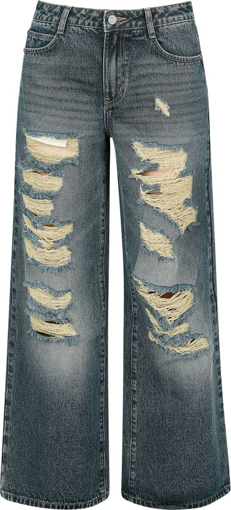 Jean  de RED by EMP - Pantalon Découpé - W27L30 à W34L32 - pour Femme - bleu/gris - RED by EMP