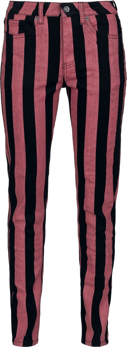 Jean  de Gothicana by EMP - Skarlett - Rayures Rouges & Noires - W27L30 à W34L32 - pour Femme - noir/rouge - Gothicana by EMP