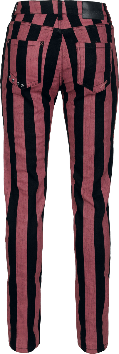 Jean  de Gothicana by EMP - Skarlett - Rayures Rouges & Noires - W27L30 à W34L32 - pour Femme - noir/rouge - Gothicana by EMP - View 2