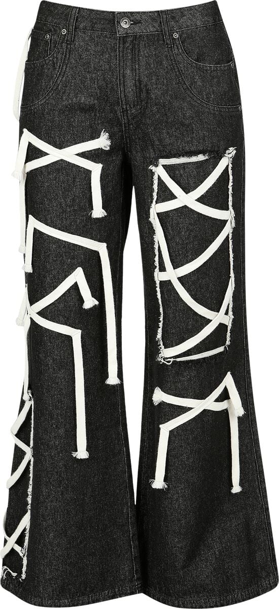 Jean  de Gothicana by EMP - Jean avec Laçages - W27L30 à W34L32 - pour Femme - noir - Gothicana by EMP