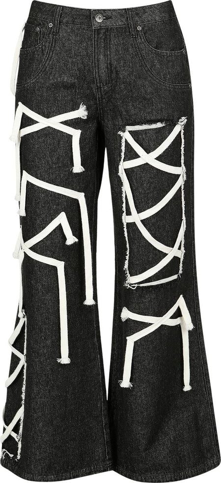 Jean  de Gothicana by EMP - Jean avec Laçages - W27L30 à W34L32 - pour Femme - noir - Gothicana by EMP