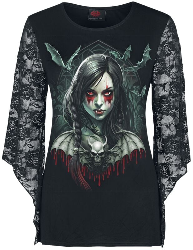 T-shirt manches longues Gothic de Spiral - Hallow's Eve - M à L - pour Femme - noir - Spiral