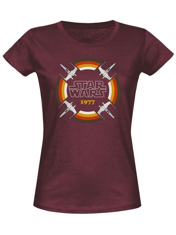 T-Shirt Manches courtes Disney de Star Wars - X-Wing 77 - S à XXL - pour Femme - bordeaux - Star Wars