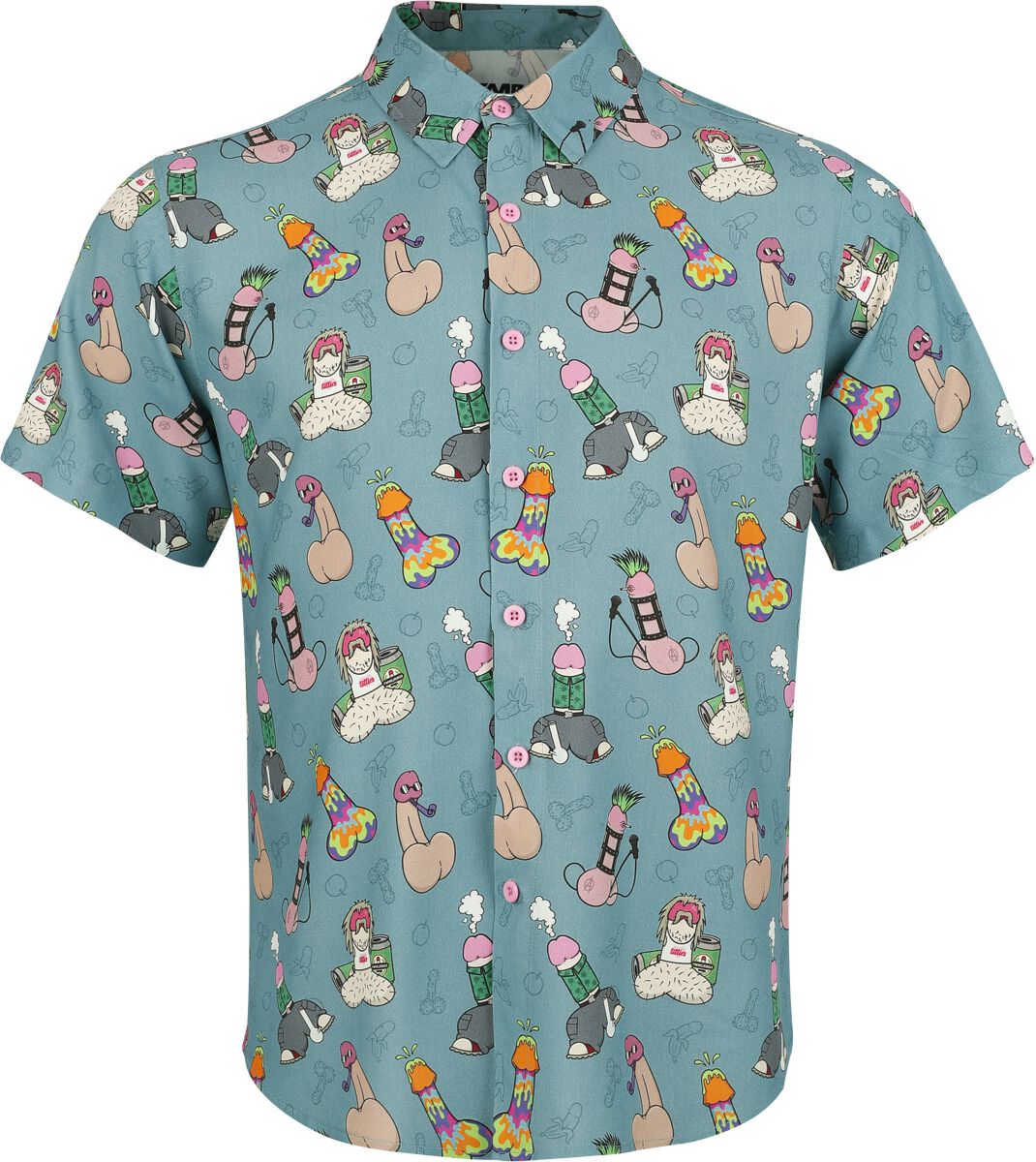 Chemise manches courtes Fun de Fun & Lifestyle - Pimmel-Hemd - M à 3XL - pour Homme - gris bleu - Fun & Lifestyle