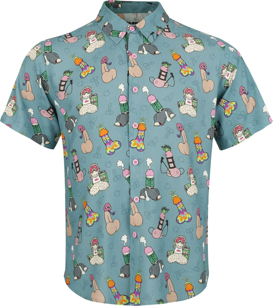 Chemise manches courtes Fun de Fun & Lifestyle - Pimmel-Hemd - M à 3XL - pour Homme - gris bleu - Fun & Lifestyle