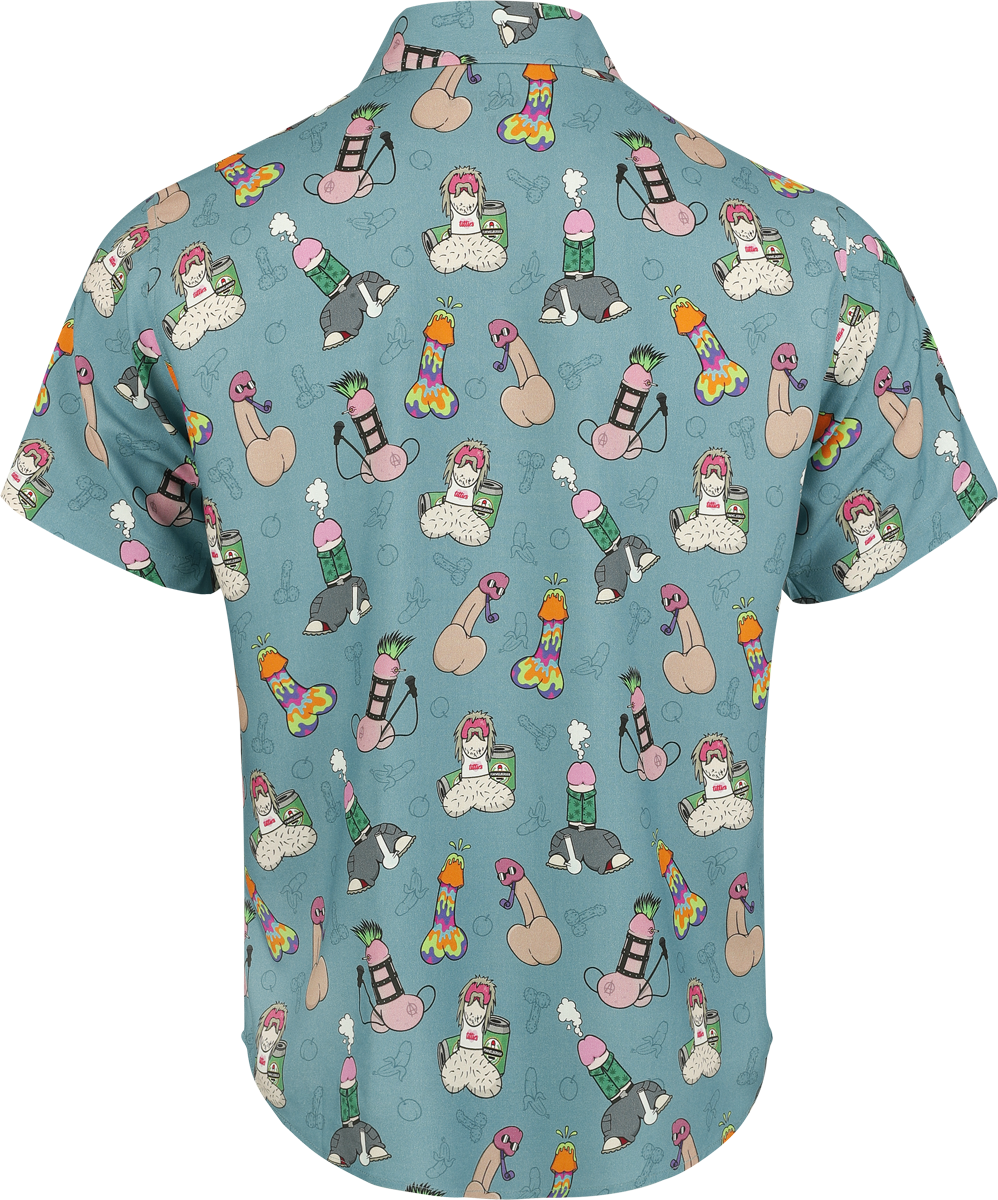 Chemise manches courtes Fun de Fun & Lifestyle - Pimmel-Hemd - M à 3XL - pour Homme - gris bleu - Fun & Lifestyle - View 2