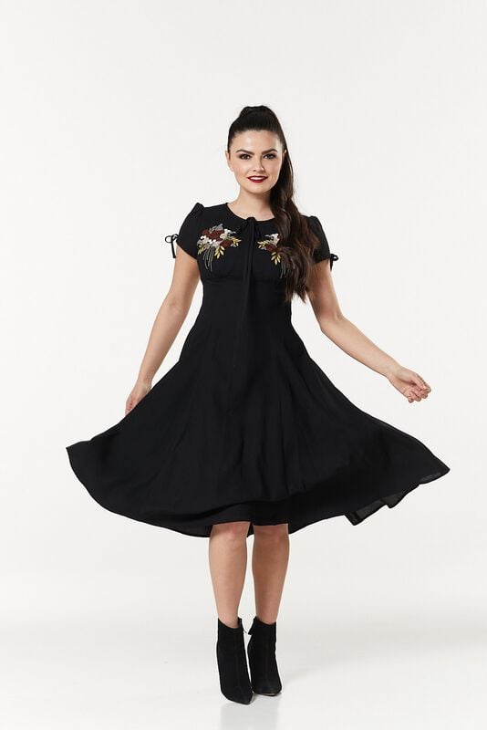 Robe mi-longue Rockabilly de Timeless London - Pandora Dress - XS à L - pour Femme - noir - Timeless London
