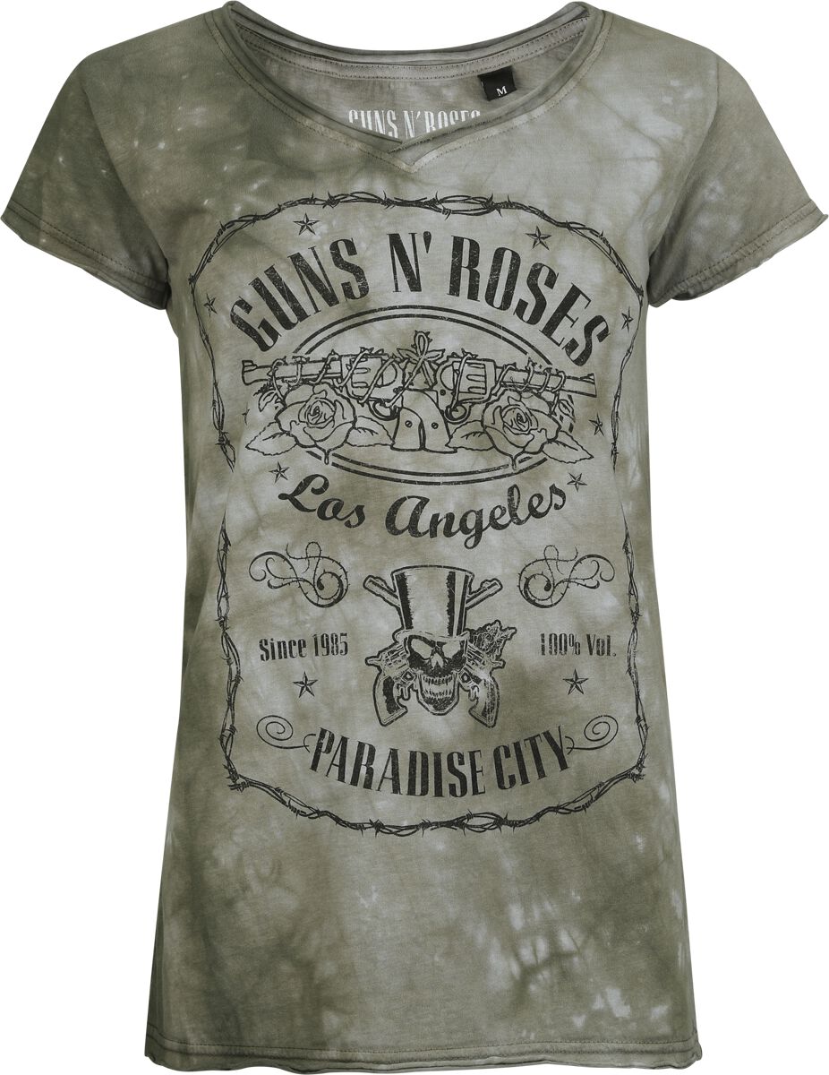 T-Shirt Manches courtes  de Guns N' Roses - Paradise City - S à 4XL - pour Femme - kaki - Guns N' Roses