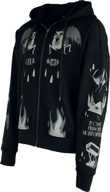 Sweat-shirt zippé à capuche Gothic de Killstar - Adventure Time - Demon Eyes Hoodie - XS à 4XL - pour Unisexe - noir - Killstar - View 2