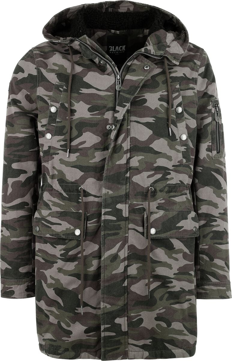 Manteau d'hiver  de Black Premium by EMP - Parka Camouflage avec Doublure Teddy - S à XXL - pour Homme - noir - Black Premium by EMP