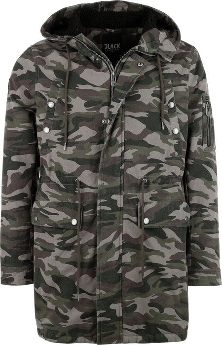 Manteau d'hiver  de Black Premium by EMP - Parka Camouflage avec Doublure Teddy - S à XXL - pour Homme - noir - Black Premium by EMP