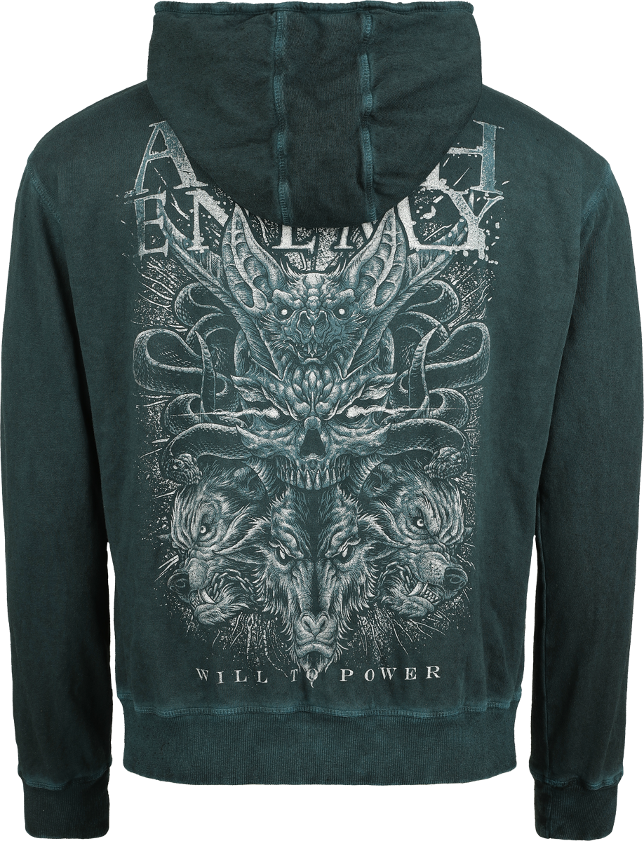 Sweat-shirt zippé à capuche  de Arch Enemy - Will To Power - S à XXL - pour Homme - vert foncé - Arch Enemy - View 2