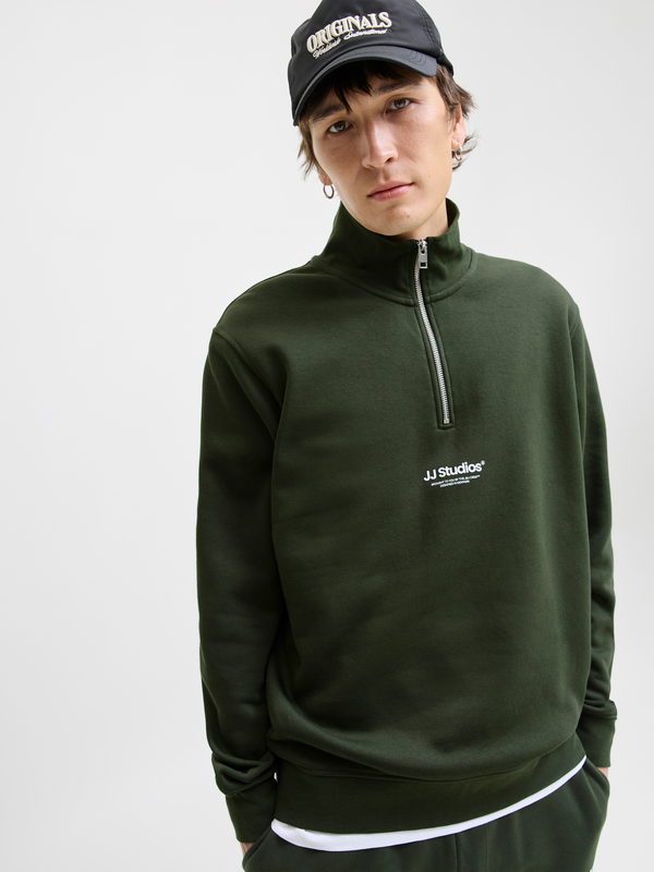 Sweat-shirt  de Jack & Jones - JJESOHO SWEAT QUARTER ZIP HN NOOS - S à XXL - pour Homme - vert - jack & jones - View 2