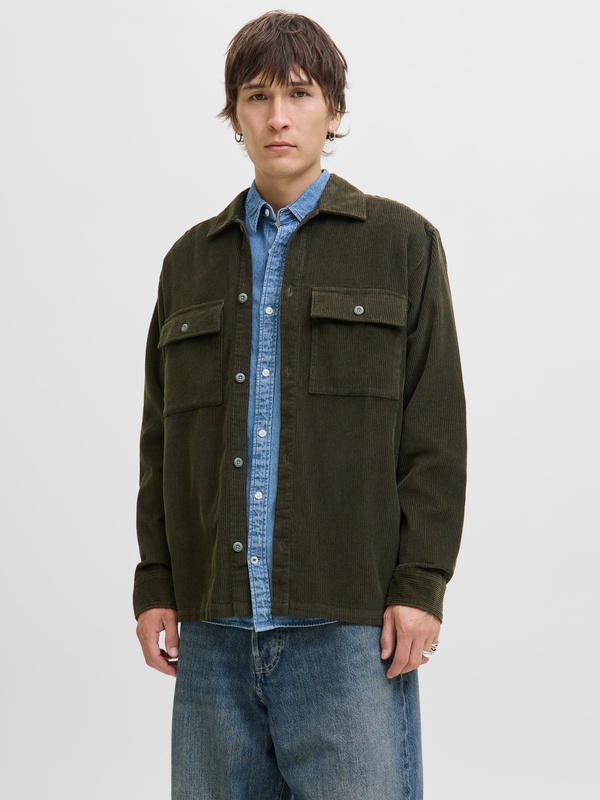 Chemise manches longues  de Jack & Jones - JJEPERFECT CORDUROY OVERSHIRT LS SN - Haut Manches Longues - S à XXL - pour Homme - vert - jack & jones - View 2