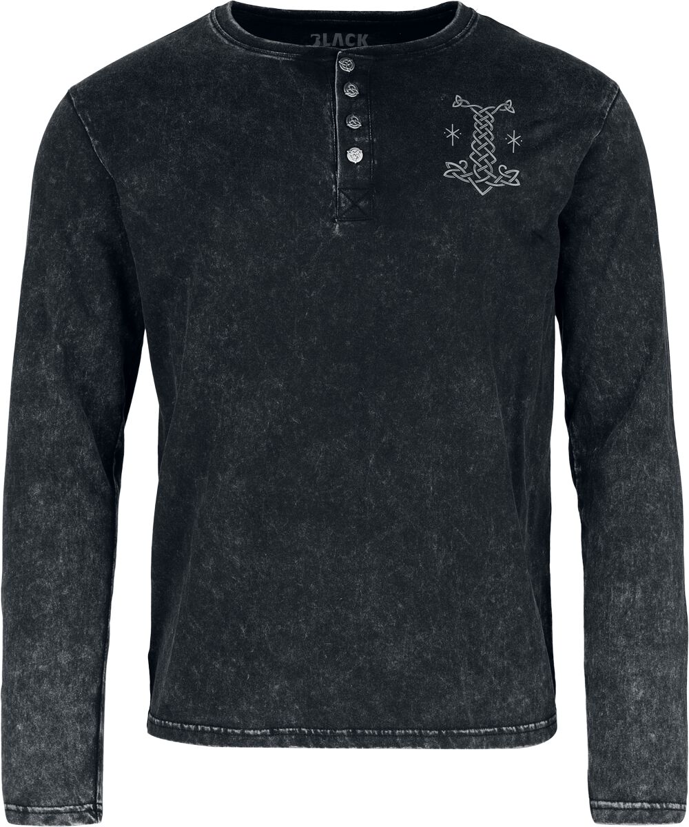 T-shirt manches longues  de Black Premium by EMP - Celtic fine lines - M - pour Homme - noir - Black Premium by EMP