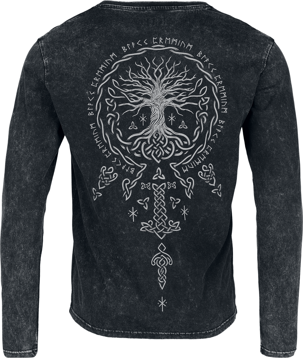 T-shirt manches longues  de Black Premium by EMP - Celtic fine lines - M - pour Homme - noir - Black Premium by EMP - View 2