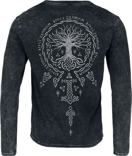 T-shirt manches longues  de Black Premium by EMP - Celtic fine lines - M - pour Homme - noir - Black Premium by EMP - View 2