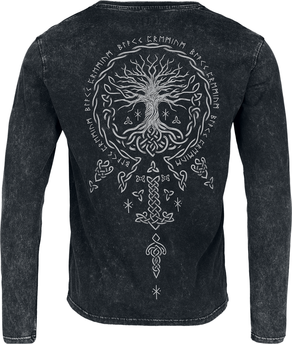 T-shirt manches longues  de Black Premium by EMP - Celtic fine lines - M - pour Homme - noir - Black Premium by EMP - View 2