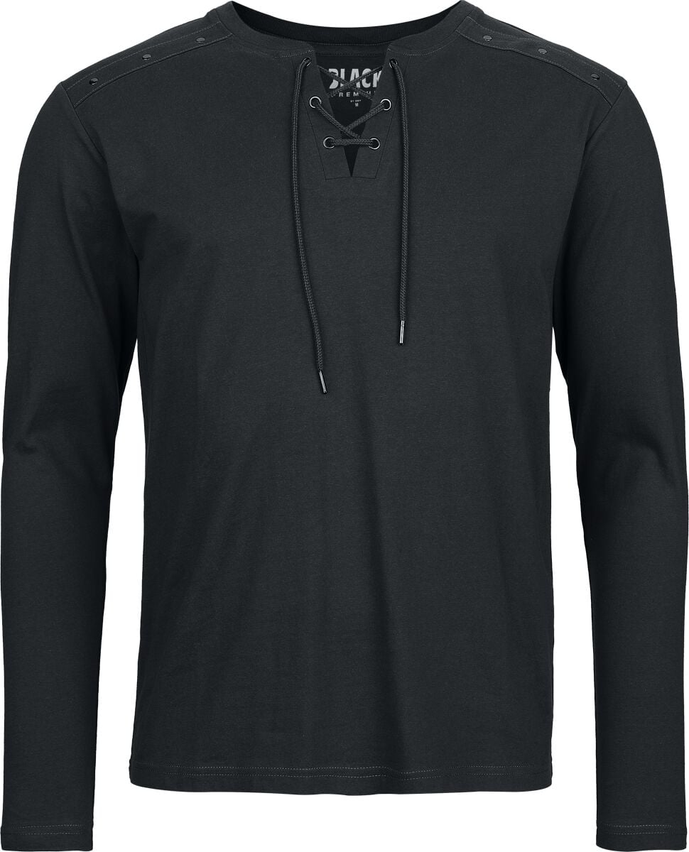 T-shirt manches longues  de Black Premium by EMP - Essential - Haut Manches Longues Lacé - M à XXL - pour Homme - noir - Black Premium by EMP