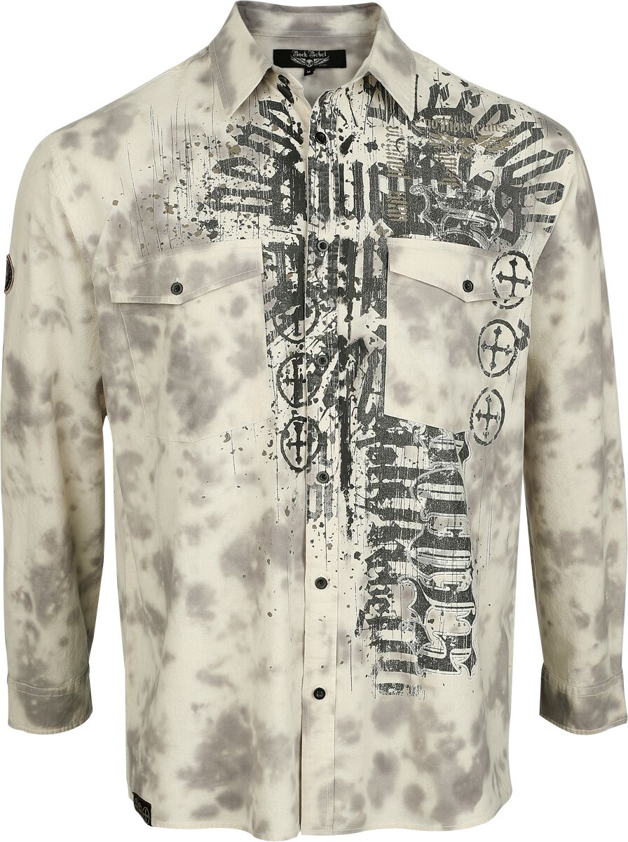 Chemise manches longues  de Rock Rebel by EMP - Skulls & Details - M à XXL - pour Homme - sable - Rock Rebel by EMP