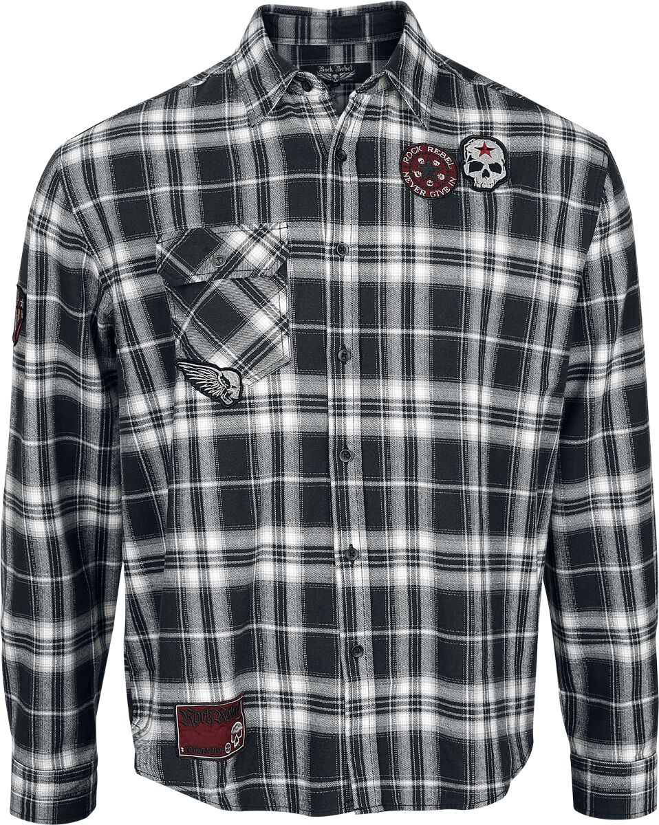 Chemise manches longues  de Rock Rebel by EMP - Skulls & Details - M à XXL - pour Homme - noir/gris - Rock Rebel by EMP