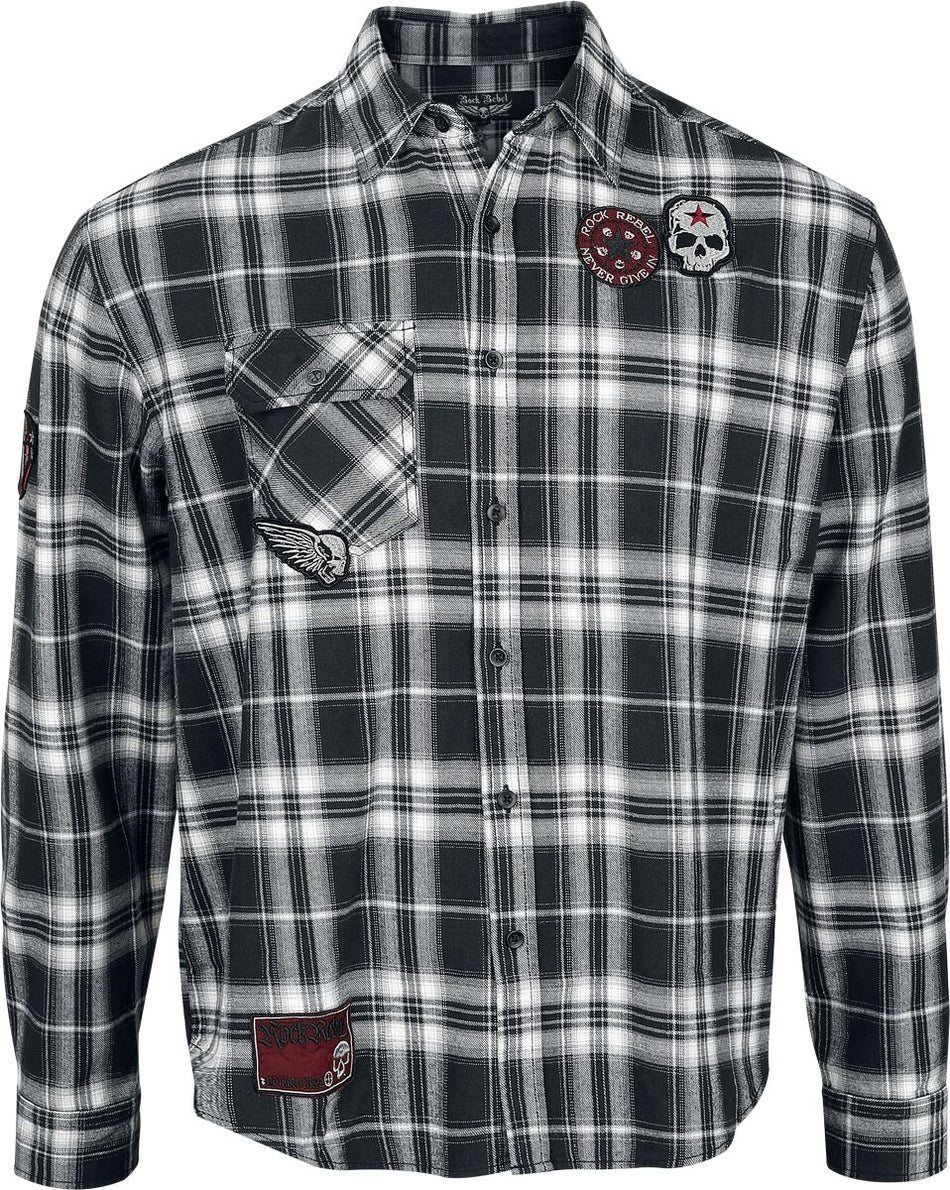 Chemise manches longues  de Rock Rebel by EMP - Skulls & Details - M à XXL - pour Homme - noir/gris - Rock Rebel by EMP