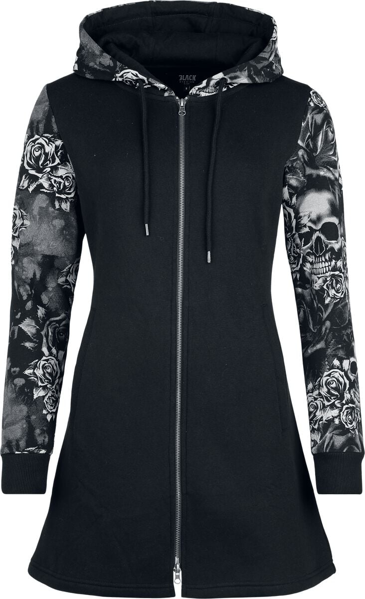 Sweat-shirt zippé à capuche  de Black Premium by EMP - Skull & Roses - S à XXL - pour Femme - noir - Black Premium by EMP
