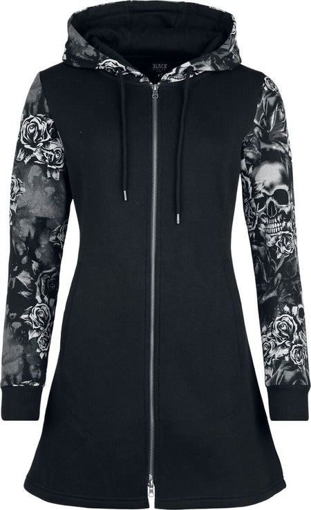 Sweat-shirt zippé à capuche  de Black Premium by EMP - Skull & Roses - S à XXL - pour Femme - noir - Black Premium by EMP