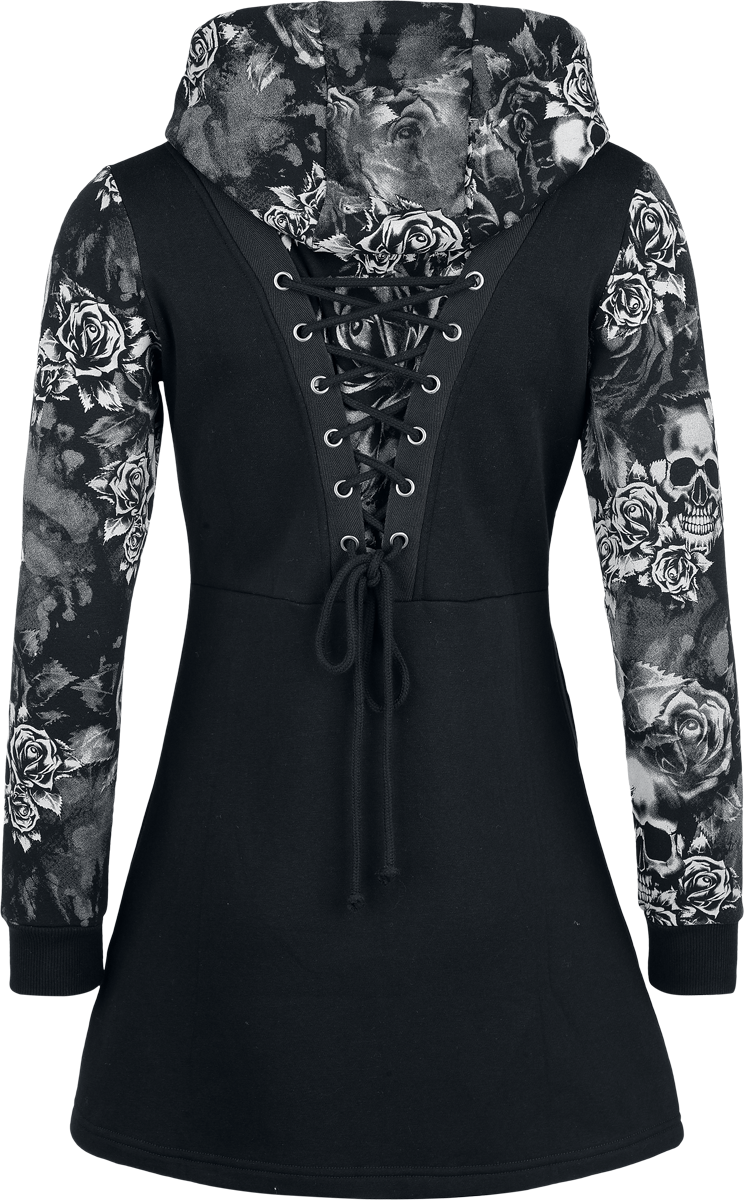 Sweat-shirt zippé à capuche  de Black Premium by EMP - Skull & Roses - S à XXL - pour Femme - noir - Black Premium by EMP - View 2