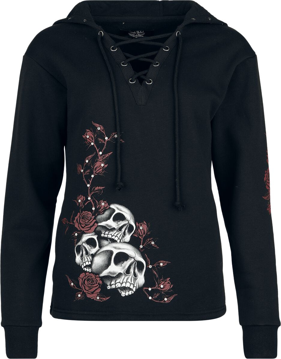 Sweat-shirt à capuche  de Rock Rebel by EMP - Skulls & Details - S à XXL - pour Femme - noir - Rock Rebel by EMP