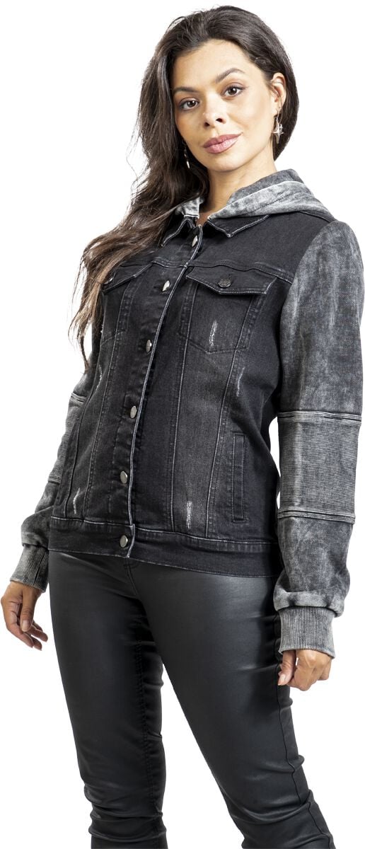 Sweat-shirt zippé à capuche  de Black Premium by EMP - S à XXL - pour Femme - noir/gris - Black Premium by EMP