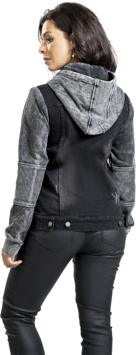 Sweat-shirt zippé à capuche  de Black Premium by EMP - S à XXL - pour Femme - noir/gris - Black Premium by EMP - View 2